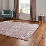 Wine Laurence Llewelyn-Bowen Ornate Metallic Rug from Roseland Furniture