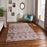 Wine Laurence Llewelyn-Bowen Ornate Metallic Rug from Roseland Furniture