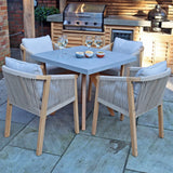 Luna 90cm Square Concrete Table Set with 4 Dining Chairs from Roseland Furniture