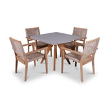 Luna 90cm Square Concrete Table Set with 4 Stacking Chairs from Roseland Furniture