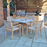 Luna 90cm Square Concrete Table Set with 4 Stacking Chairs from Roseland Furniture