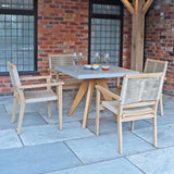 Luna 90cm Square Concrete Table Set with 4 Stacking Chairs from Roseland Furniture