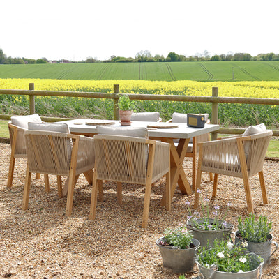 Luna 180x90cm Rectangular Concrete Table With 6 Roma Dining Chairs