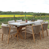 Luna 180x90cm Rectangular Table with 6 Roma Dining Chairs from Roseland Furniture