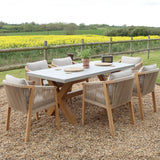 Luna 180x90cm Rectangular Table with 6 Roma Dining Chairs from Roseland Furniture