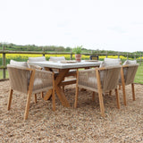 Luna 180x90cm Rectangular Table with 6 Roma Dining Chairs from Roseland Furniture