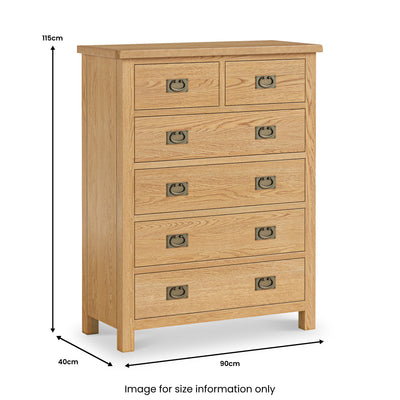 Lanner Oak 2 Over 4 Drawer Chest