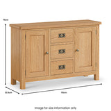 Lanner Oak 3 Drawer Sideboard Cabinet from Roseland Furniture