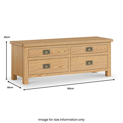 Lanner Oak 4 Drawer Low Storage Chest