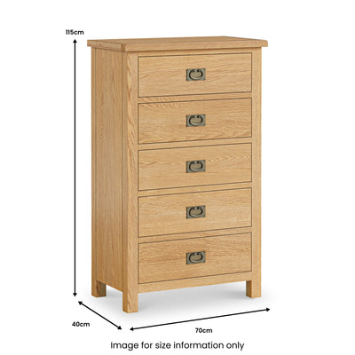 Lanner Oak 5 Drawer Chest