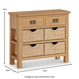 Lanner Oak Console Table with Baskets dimensions