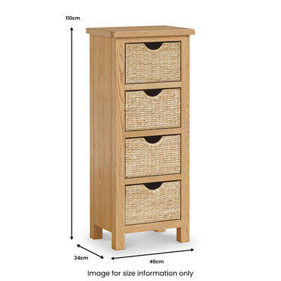 Lanner Oak 4 Basket Drawer Tallboy