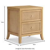 Leona Rattan 2 Drawer Bedside dimensions