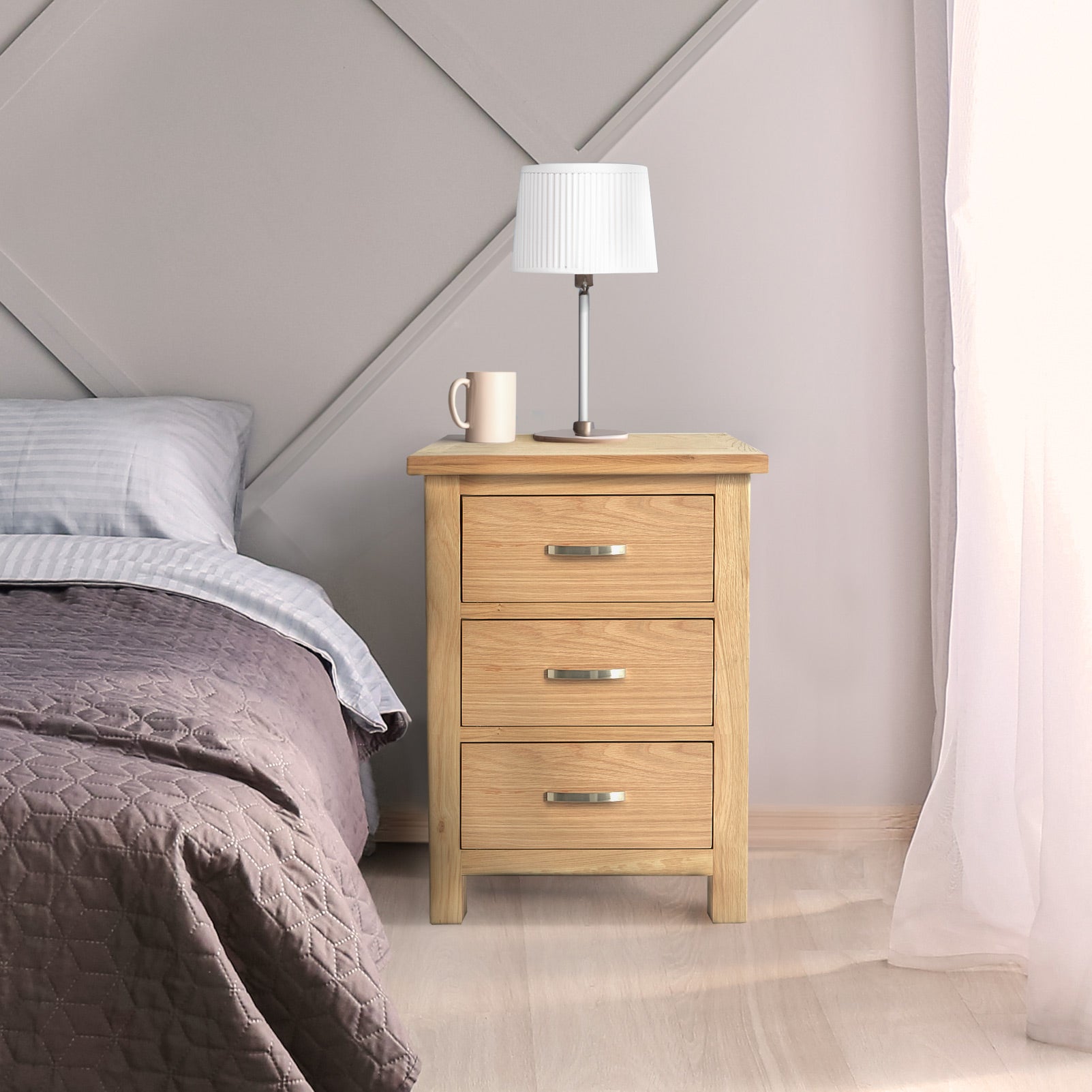 Solid oak online bedside