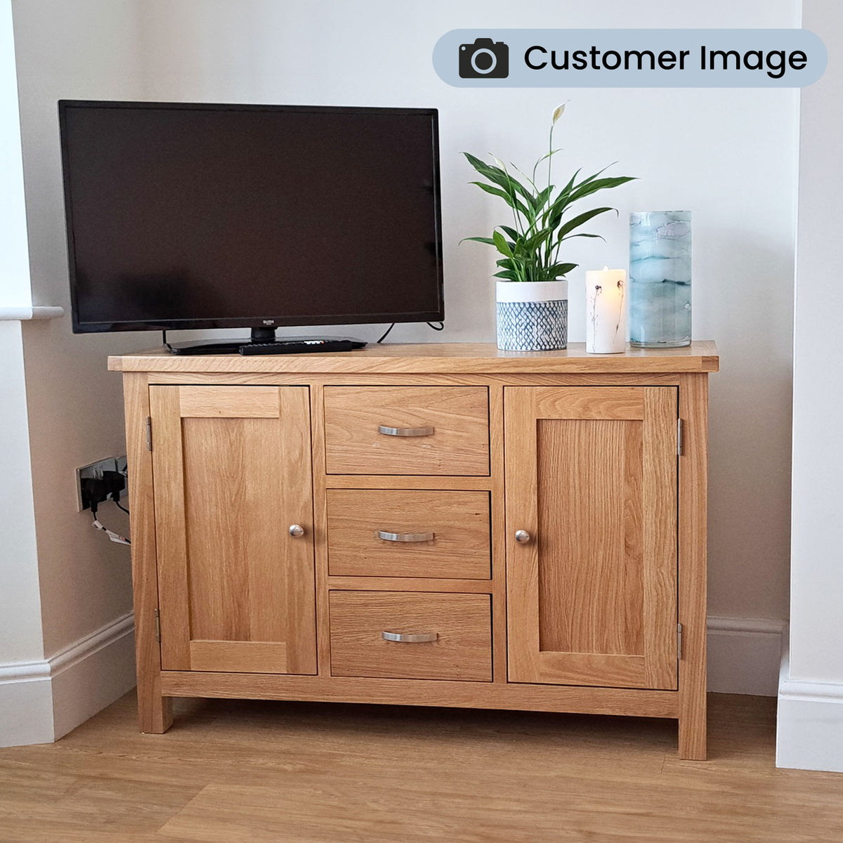 London Oak 3 Drawer Sideboard from Roseland Furniture