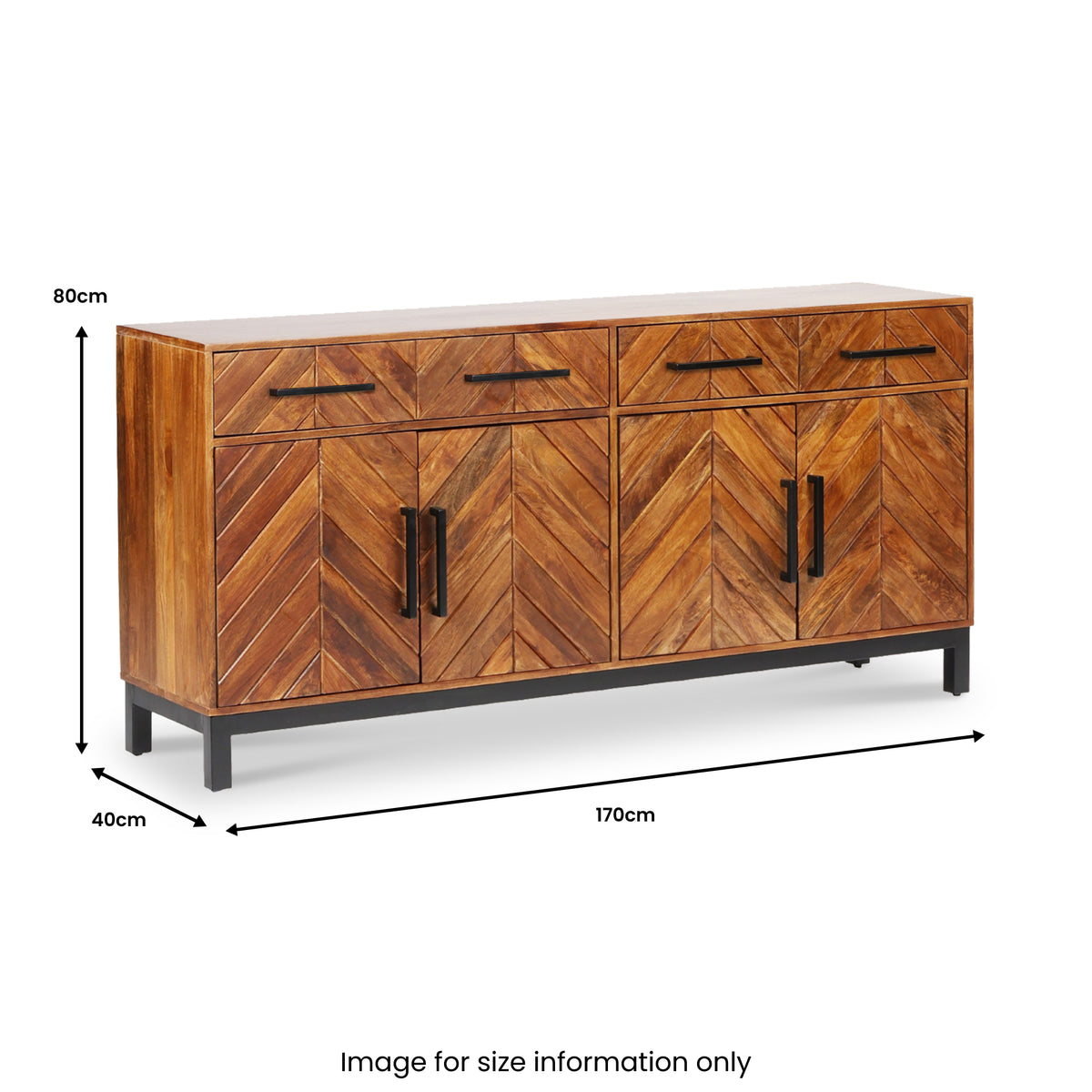 Loric Parquet Mango Wood Large Sideboard