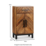 Loric Parquet Mango Wood Mini Sideboard dimensions