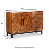 Loric Parquet Mango Wood Small Sideboard dimensions