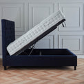 Francis Ink Blue Velvet Ottoman Storage Bed from Roseland Furniture