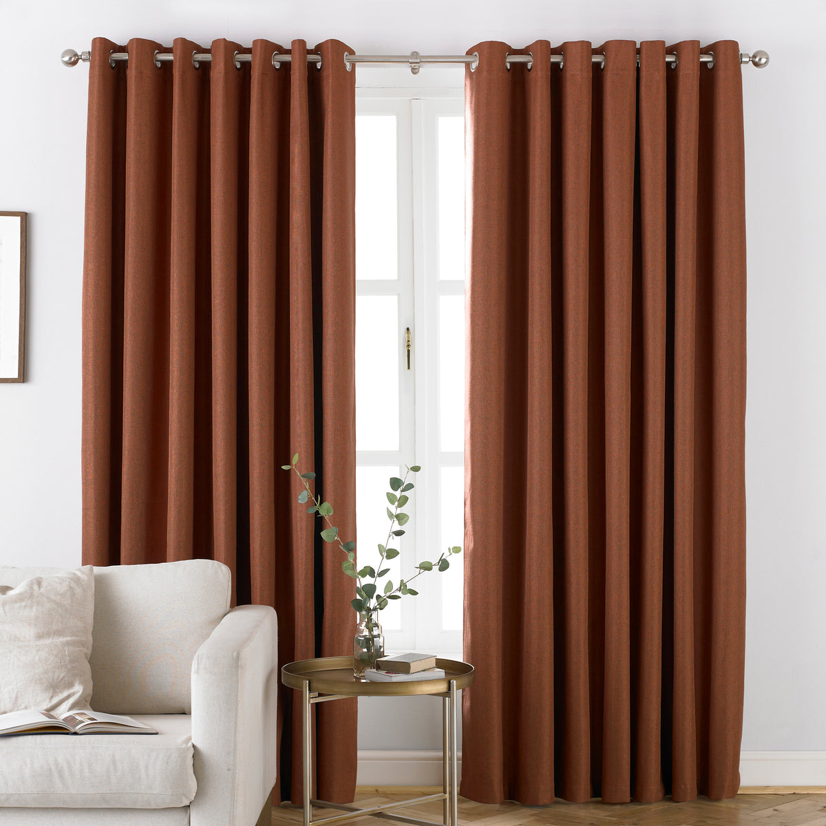 Moon 168X137 Eyelet Curtains Burnt Orange