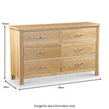 Newlyn Oak 6 Drawer Chest dimensions