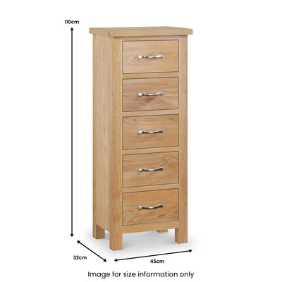 Newlyn Oak 5 Drawer Tallboy Chest