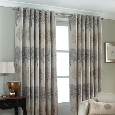 Oakdale Tree Motif Eyelet Curtains