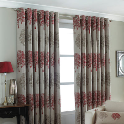 Oakdale Tree Motif Eyelet Curtains