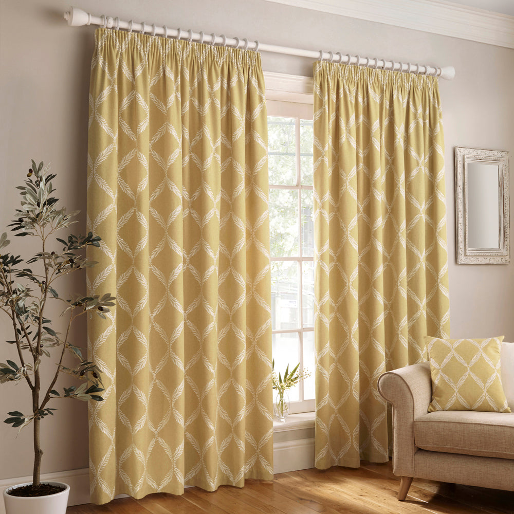 Olivia 168X229 Pencil Pleat Curtains Citron