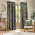 Ophelia 117X137 Pencil Pleat Curtains Blue/Saffron