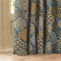 Ophelia 117X137 Pencil Pleat Curtains Blue/Saffron