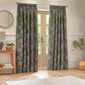 Ophelia 117X137 Pencil Pleat Curtains Blue/Saffron