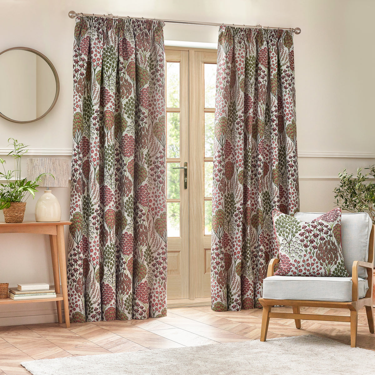 Ophelia 117X137 Pencil Pleat Curtains Rednut