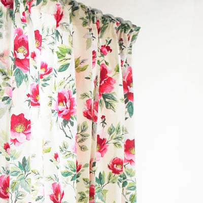 Peony Floral Print Pencil Pleat Curtains