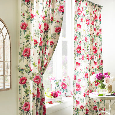 Peony Floral Print Pencil Pleat Curtains