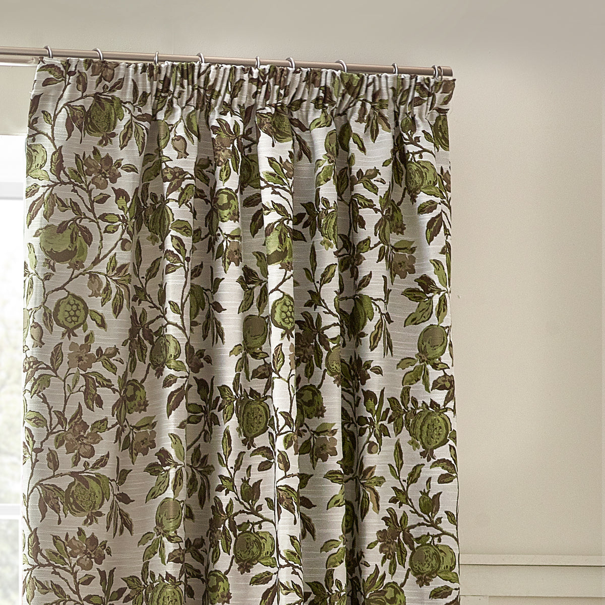 Pomegranate 117X137 Pencil Pleat Curtains Green