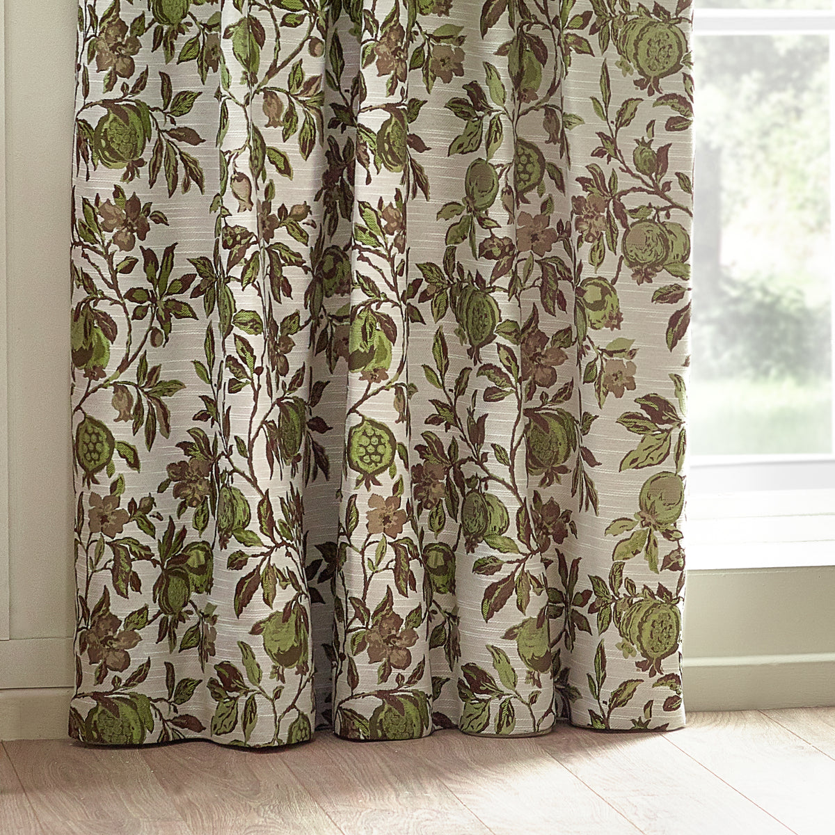 Pomegranate 117X137 Pencil Pleat Curtains Green