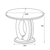 Pendeen 100cm Faux Marble Top Round Dining Table dimensions