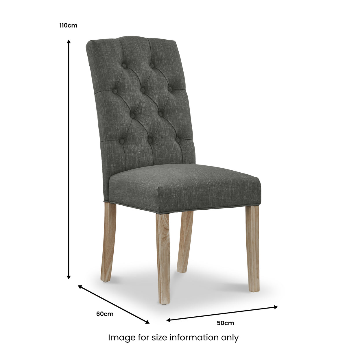 Penzance Charcoal Upholstered Dining Chair dimensions