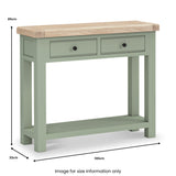 Penzance 2 Drawer Console Table dimensions