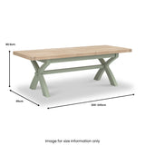 Penzance Cross Leg Extending Dining Table dimensions