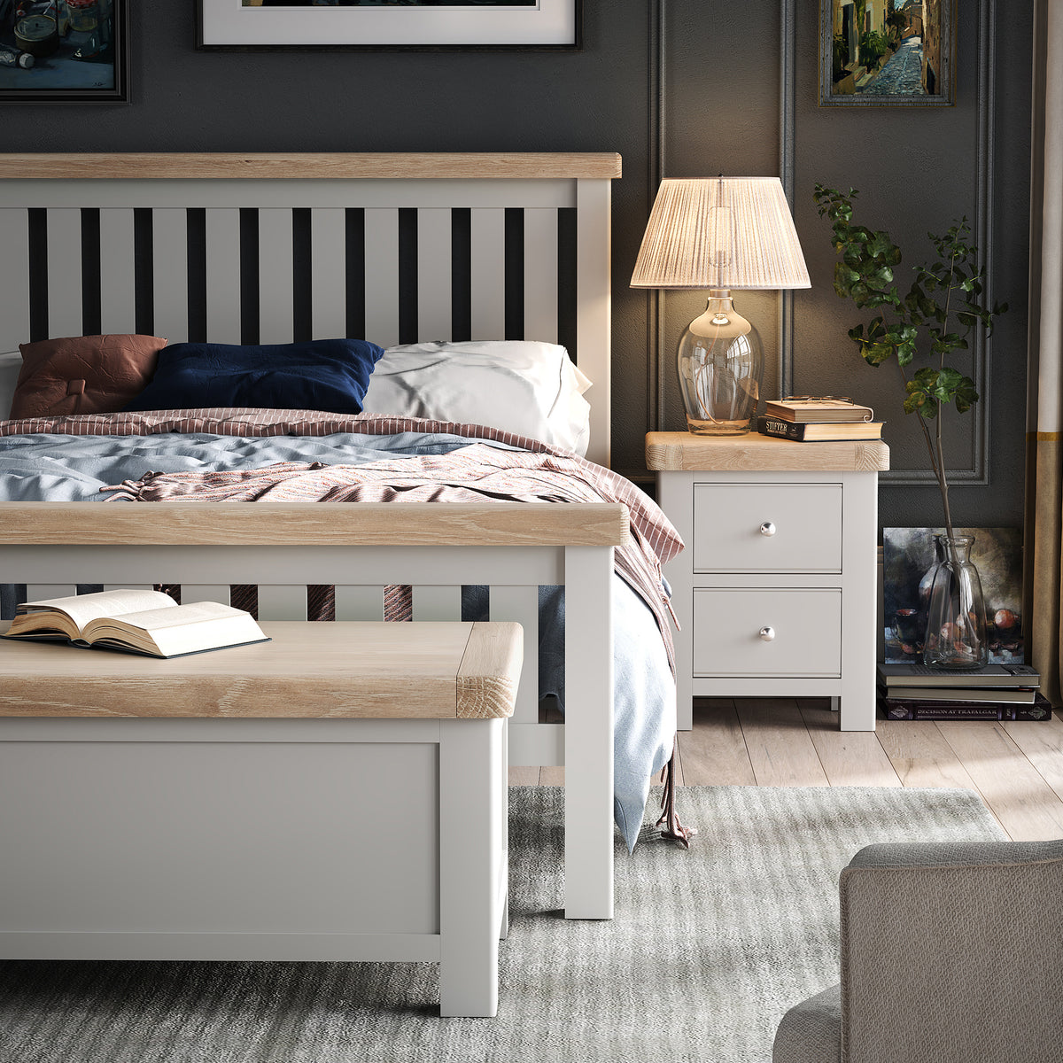 Penzance stone grey Bed Frame for bedroom