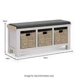 Penzance Stone Grey Storage Bench with Baskets from Roseland Furniture