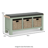 Penzance Stone Grey Storage Bench with Baskets from Roseland Furniture