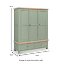 Penzance 2 Drawer Triple Wardrobe dimensions