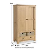 Portland Oak 5 Drawer Larder dimensions