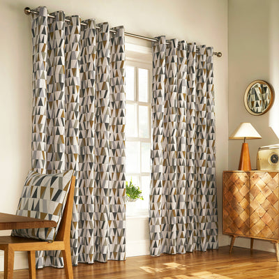 Reno Geometric Tile Eyelet Curtains