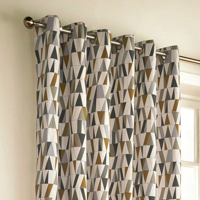 Reno Geometric Tile Eyelet Curtains