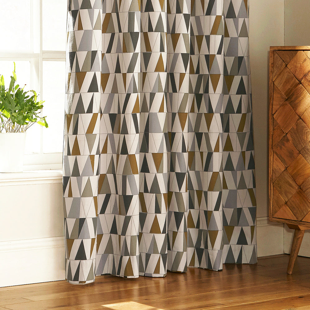 Reno 168X137 Eyelet Curtains Charcoal/Gold