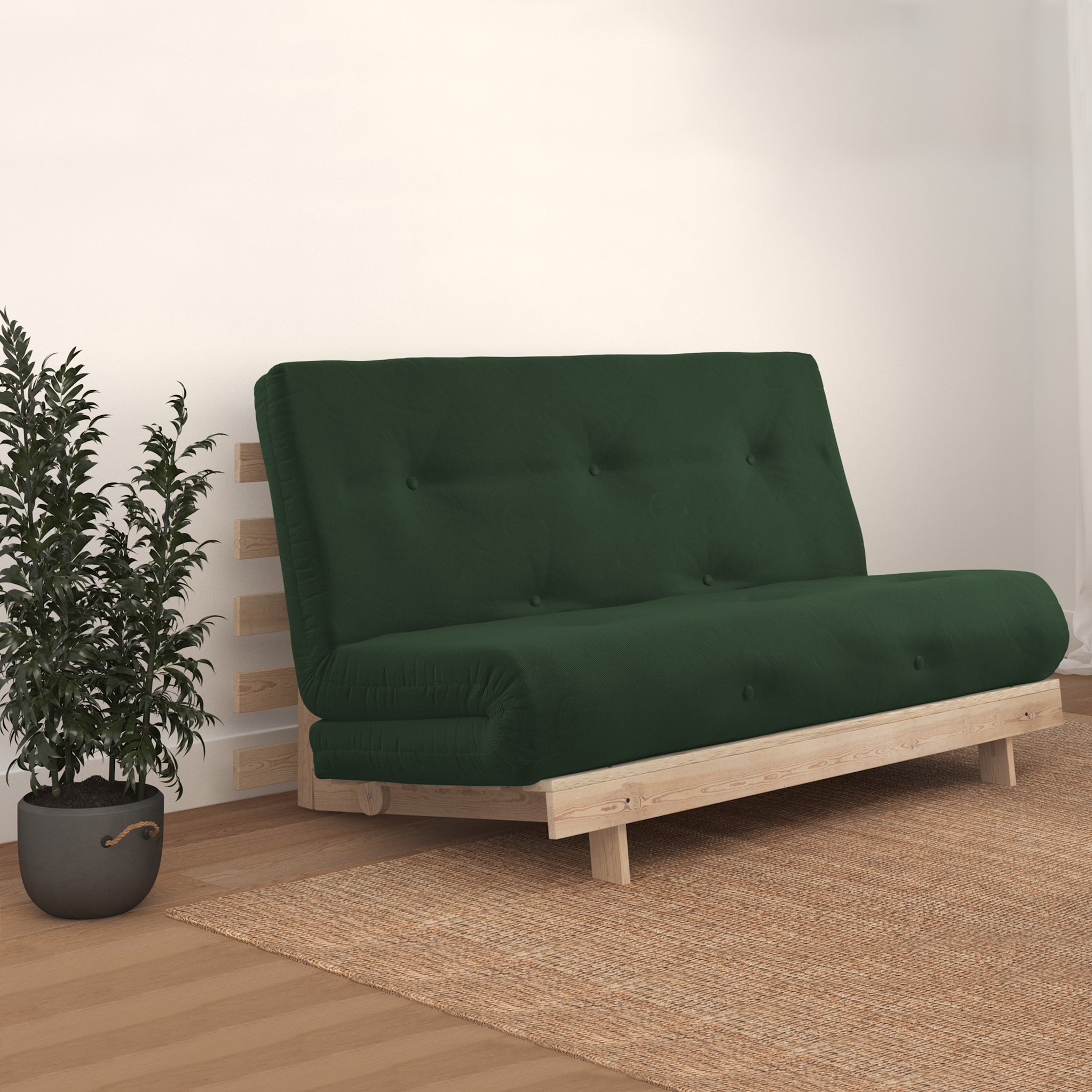 Forest green store futon